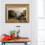 欧式山水风景有框手绘壁画绿荫雪山油画 客厅装饰办公室挂画